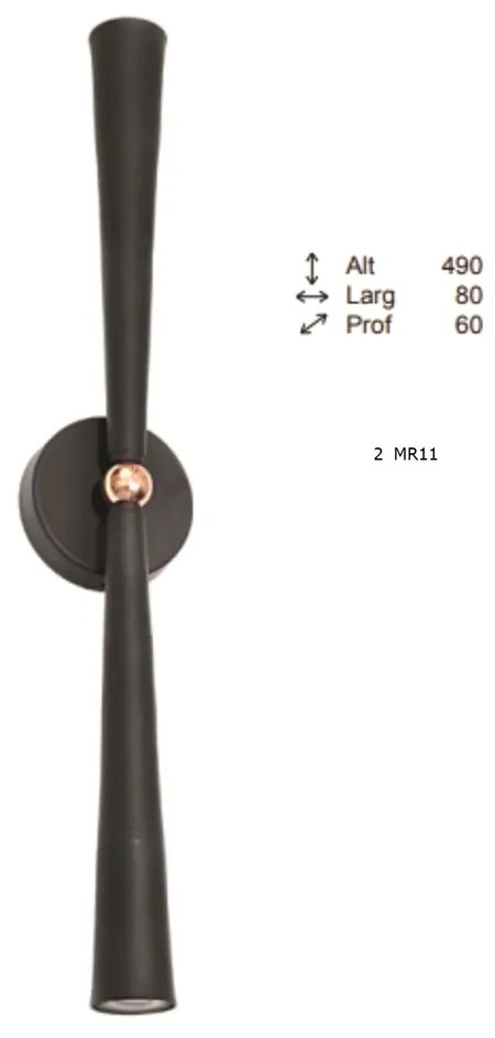 Arandela Bugle Dupla 06X08X49Cm 2Xmr11 - Old Artisan Ar-5578 (GRAFITE / COBRE BRILHO)