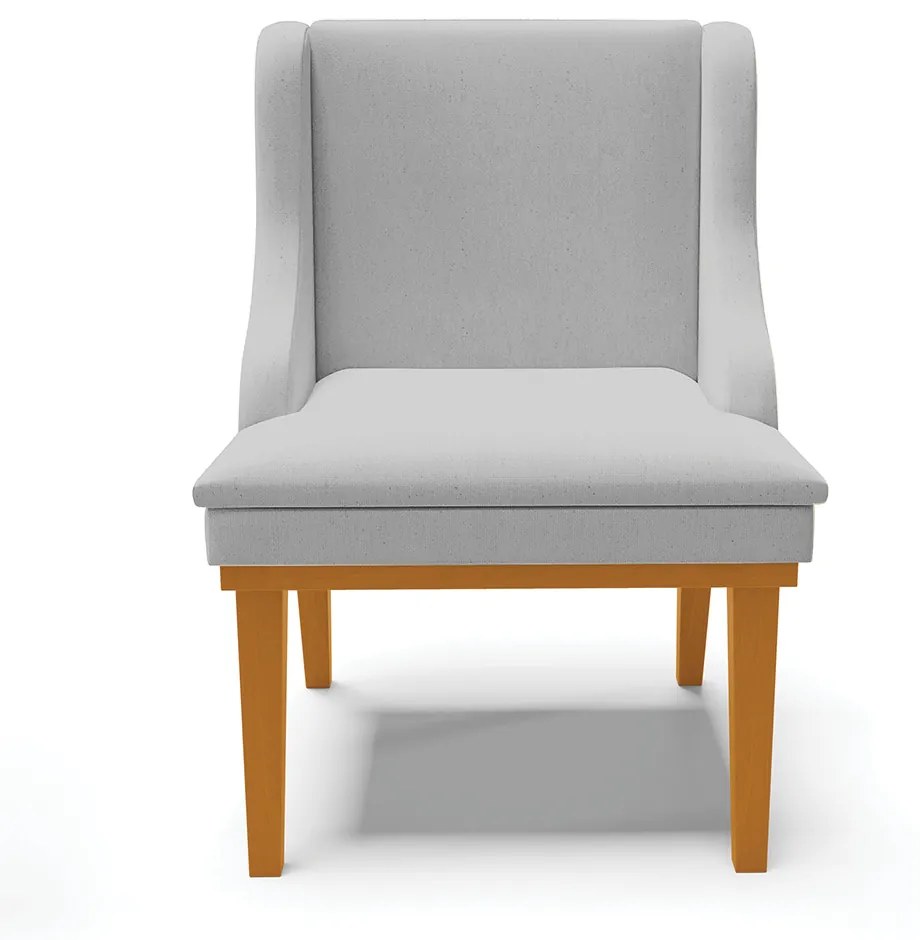 Cadeira Sala Jantar Kit 6 Liz Base Madeira Castanho Linho D03 - D'Rossi				 - A05 Cinza