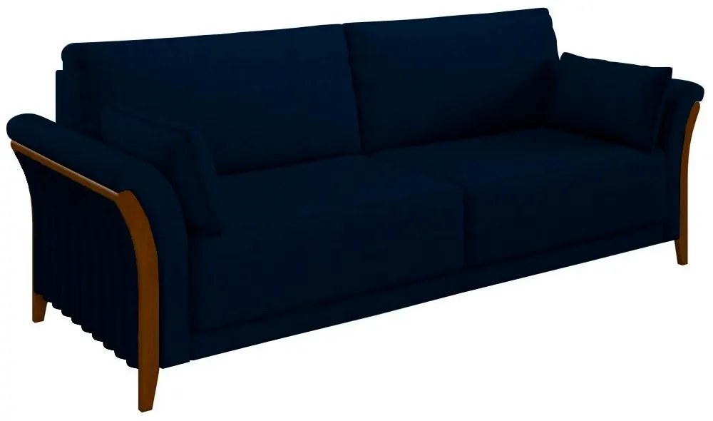 Sofá Decorativo 3 Lugares 222cm Market Veludo Azul Marinho G45 - Gran Belo
