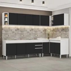 Armário de Cozinha Modulado de Canto 7 Peças CP34 Balcão sem Tampo Bra