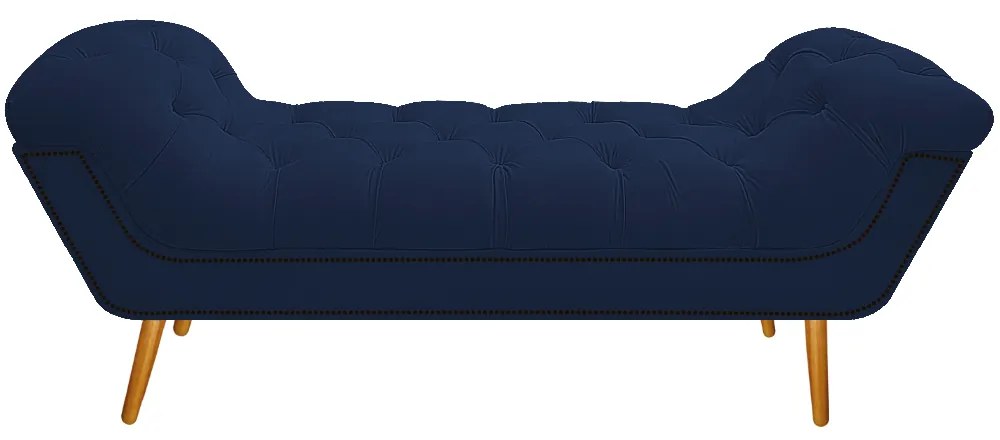 Calçadeira Estofada Veneza 160 cm Queen Size Suede Azul Marinho - ADJ Decor