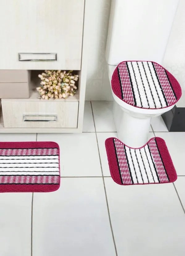 Jogo de Banheiro Tapetes Junior Vermelho