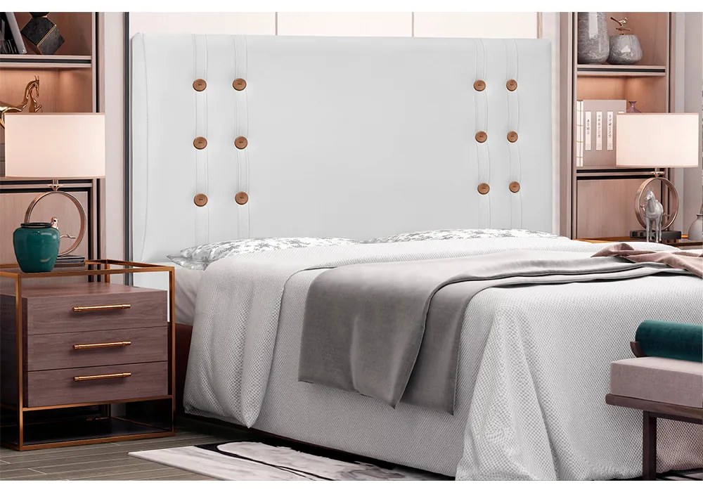 Cabeceira Gênova Para Cama Box Casal 140 cm Corino - D'Rossi - Branco