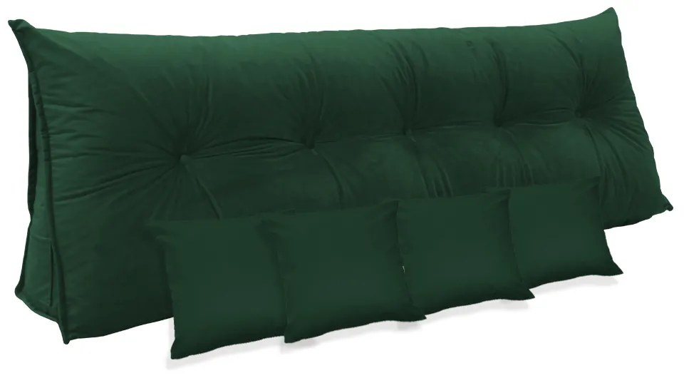 Kit Almofada Mel 1,40 + 4 Almofadas 40x40 Suede Verde Bandeira