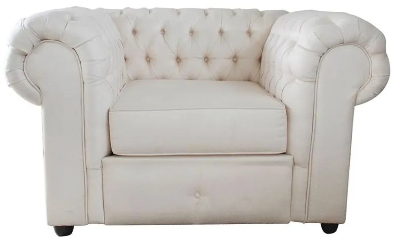 Poltrona Chesterfield 01 Lugar 1.20 Marfim - Wood Prime 54046