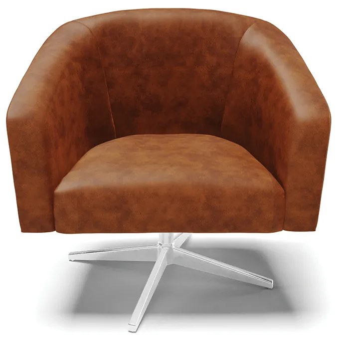 Poltrona Decorativa Giratória Cromada Kit 2 Stella Sintético PU D03 - D'Rossi - Nozes