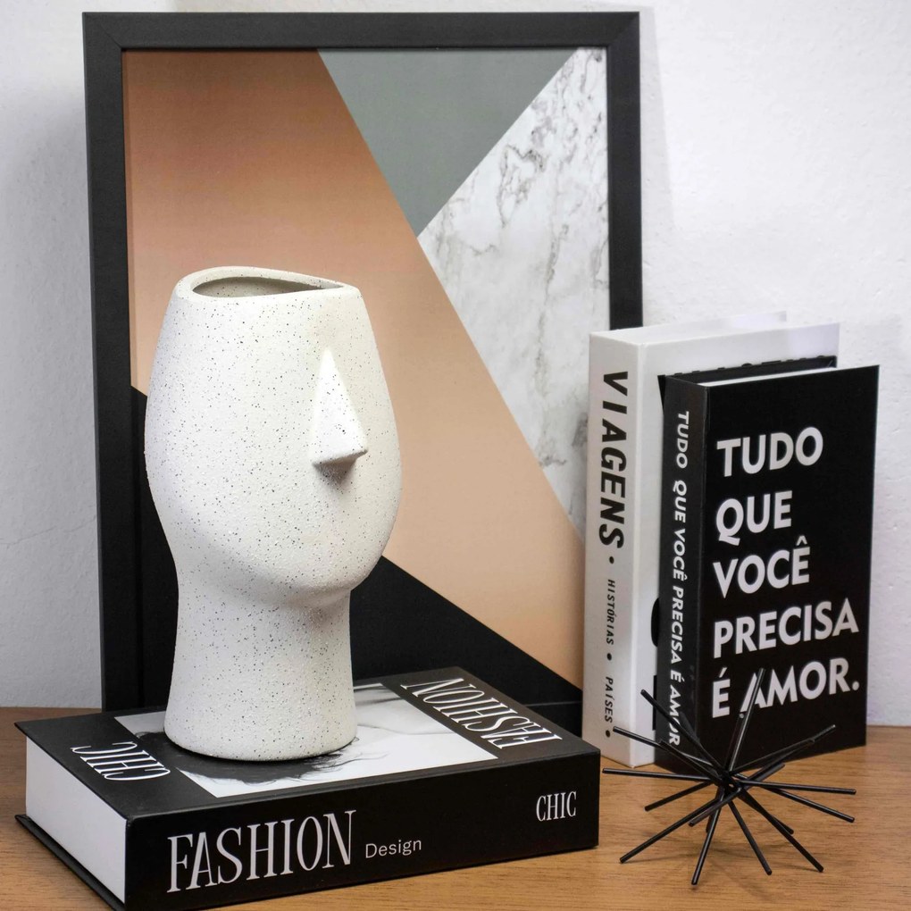 Vaso Decorativo Rosto Areia em Cerâmica 25,5x26 cm - D'Rossi