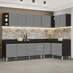 Armário de Cozinha Modulado de Canto 7 Peças CP35 Balcão com Tampo Pre