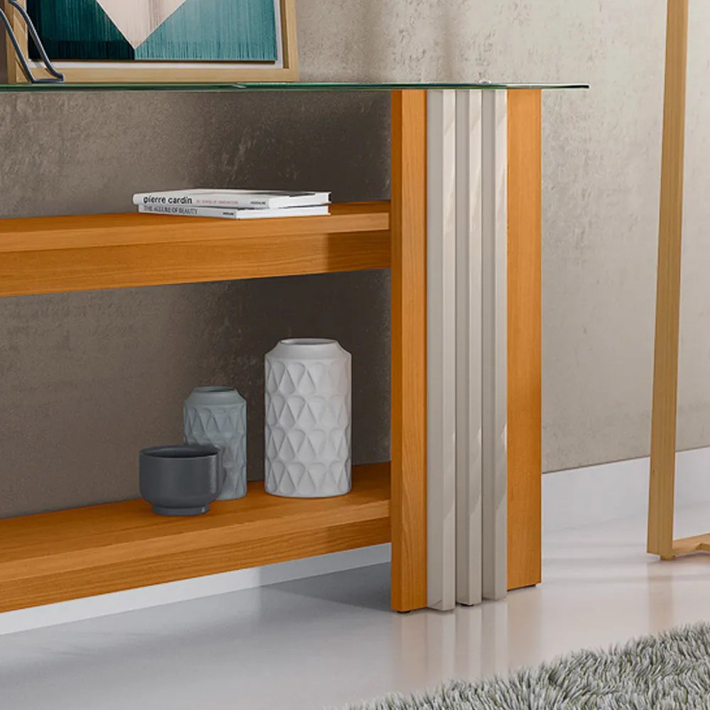 Aparador de Sala com Prateleiras 150cm Mirezi Cinamomo/Off White M20 - D'Rossi
