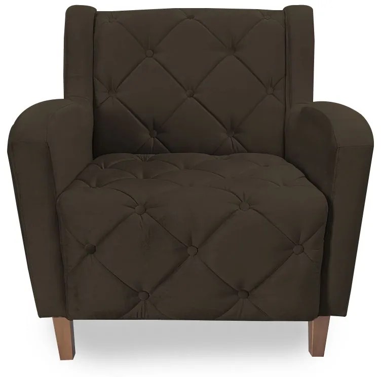 Poltrona Decorativa Munique Pés Palito Suede Marrom - Sheep Estofados