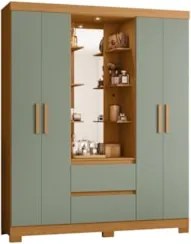 Guarda Roupa Solteiro 163cm Capelinha Artto A02 Cinamomo/Sálvia - Mpoz