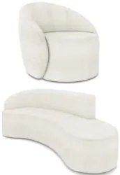 Sofá 4 Lugares 220cm Wendi e Poltrona Steve Boucle Off White I01 - Mp