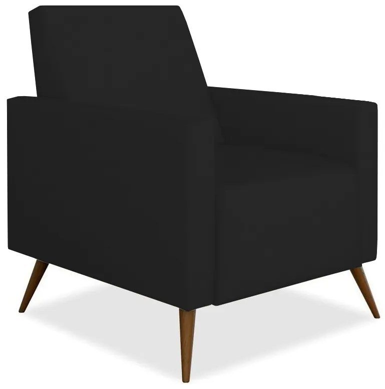 Kit Poltrona Gabi Pé Palito + Puff Quadrado Suede Preto Sala, quarto, amamentação