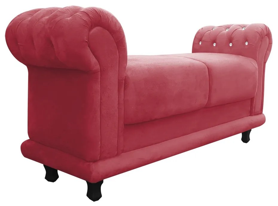 Recamier Barcelona Namoradeira Calçadeira Suede Rose com strass D'Rossi