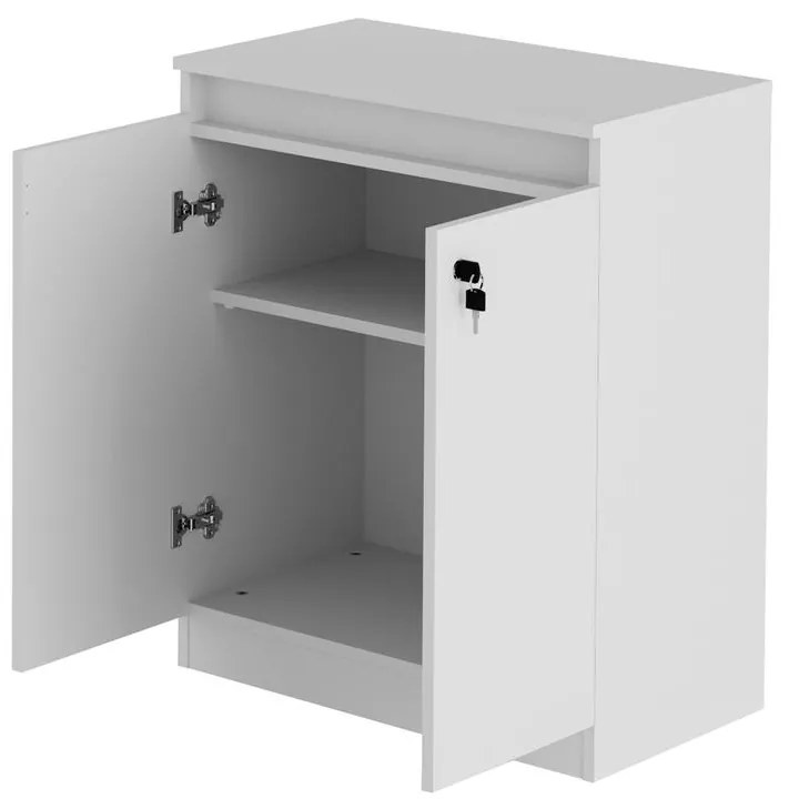Balcão Com Chave Escritório Home Office 2 Portas Branco