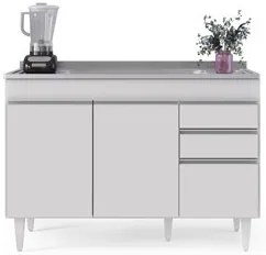 Balcão Gabinete com Pia Inox 120cm Michigan Branco - Lumil