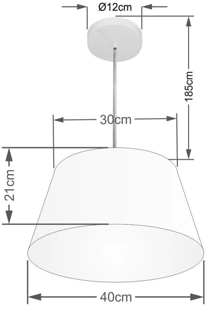 Lustre Pendente Cone Md-4021 Cúpula em Tecido 21/40x30cm Rustico Cinza - Bivolt