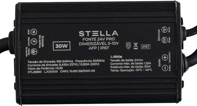 Driver Dimerizavel Preto 30W Ip67 24V Pro