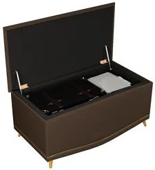 Calçadeira Baú Solteiro 90cm com Tachas Imperial J02 Veludo Chocolate