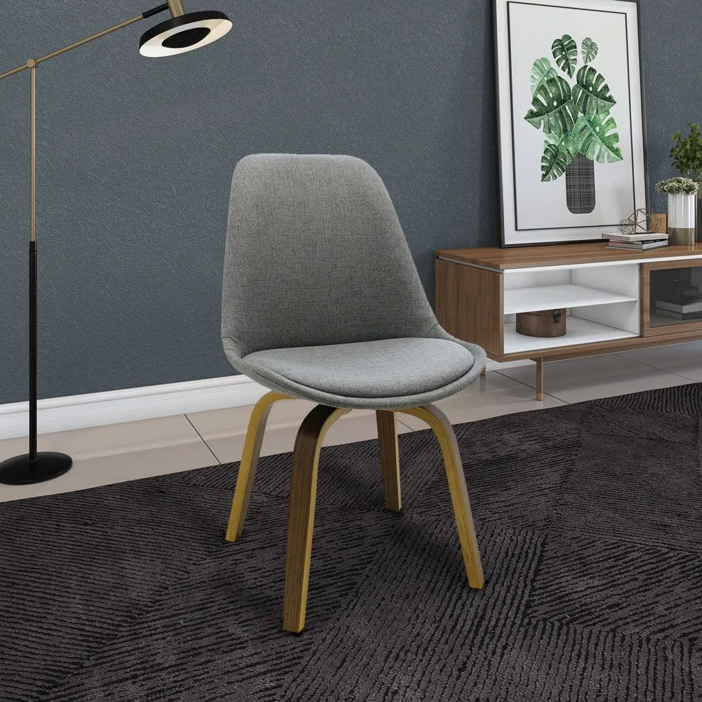Kit 4 Cadeiras Decorativas Sala e Escritório SoftLine Linho Cinza G56 - Gran Belo