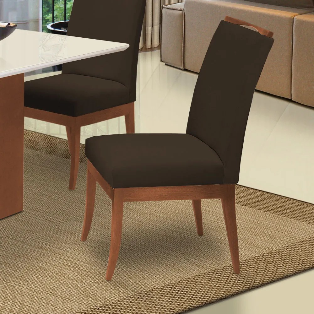Conjunto 2 Cadeiras Sala de Jantar Lana Aveludado Marrom