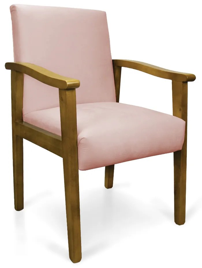 Poltrona Eloisa Veludo Base de Madeira Castanho - Rose