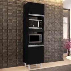 Paneleiro Cozinha Torre Quente 56cm Colorado Preto - Lumil Móveis