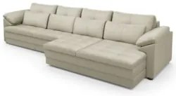 Sofá Retrátil 5 Lugares Para Sala 414cm Dijon Couro Creme S07 - Mpozen