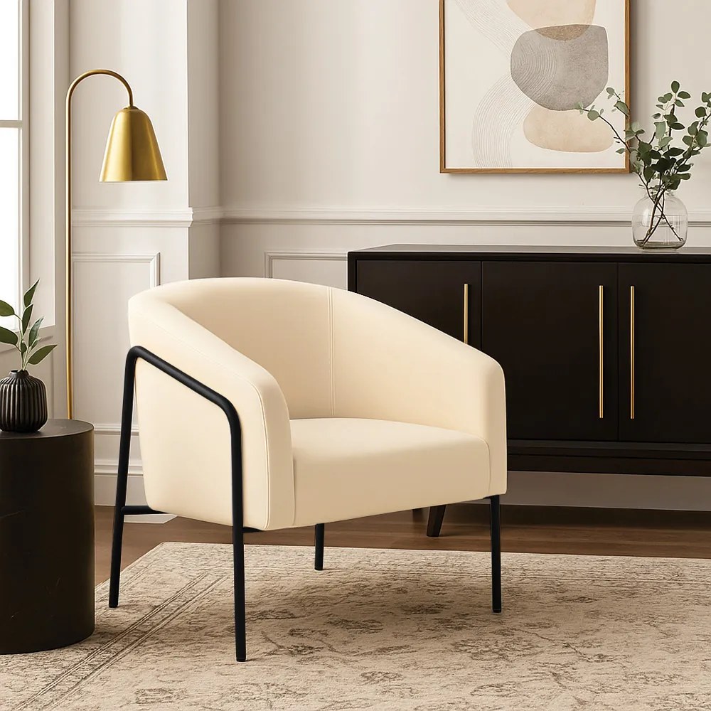Poltrona Sala Industrial Alta Preto Stella Veludo D03 - D'Rossi - Bege
