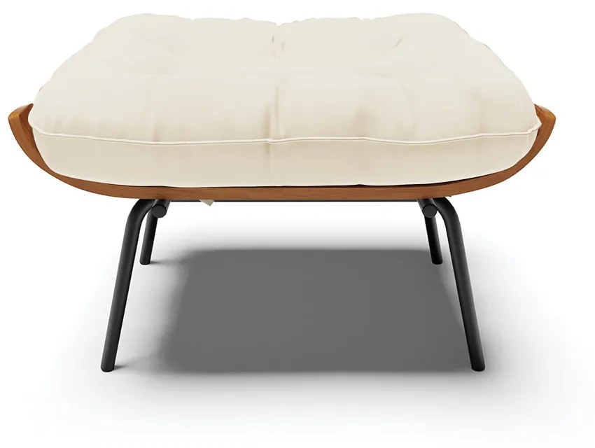 Puff Costela Veludo Base Metálica Preto M11 - D'Rossi - Bege