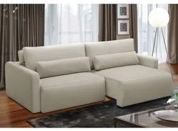 Sofá Retrátil Reclinável 210cm Sinna F05 Linho Bege - Mpozenato