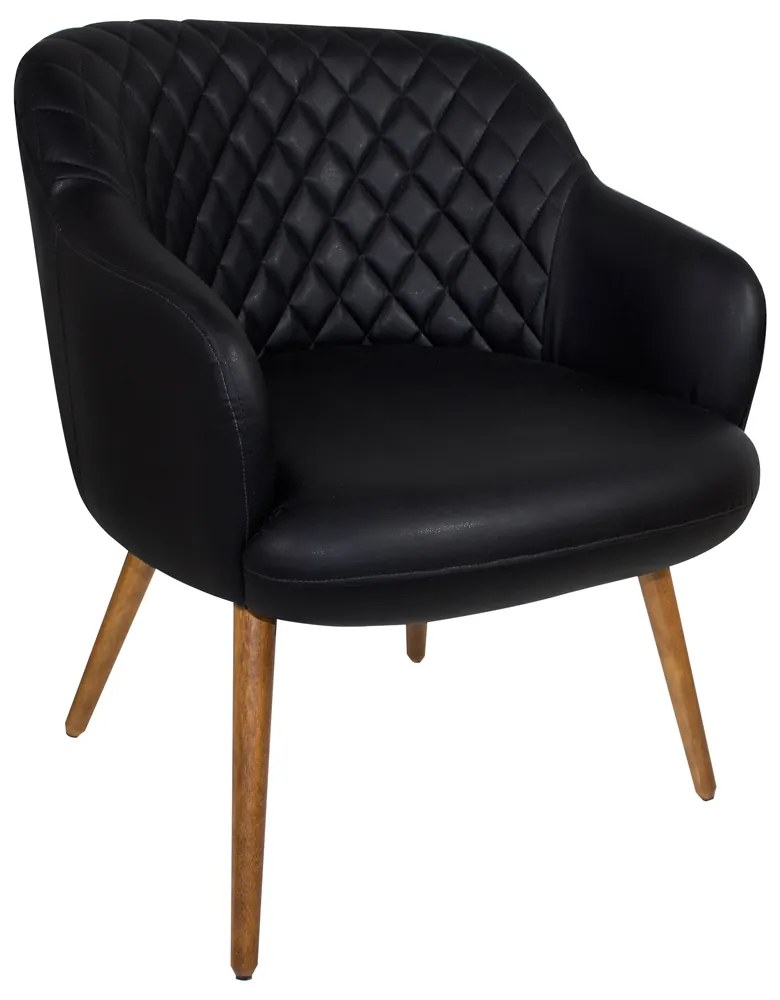 Poltrona Decorativa Kitana Pés Palito PU Sintético Preto G15 - Gran Belo