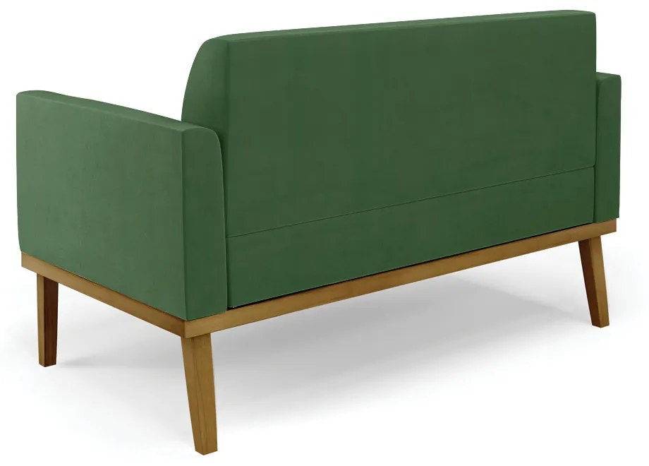 Sofá Namoradeira Base de Madeira Fixa Castanho Marisa Suede D03 - DRossi - Verde