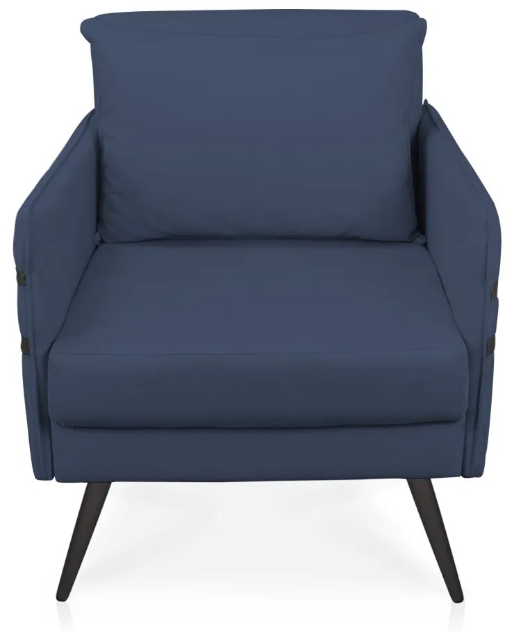 Poltrona Mari Suede Azul Marinho Pés Palito de Ferro Preto - D'Rossi