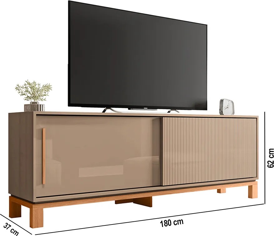Rack Bancada Tv Para Sala de Estar 180cm Visari Marrom/Freijó C01 - D'Rossi