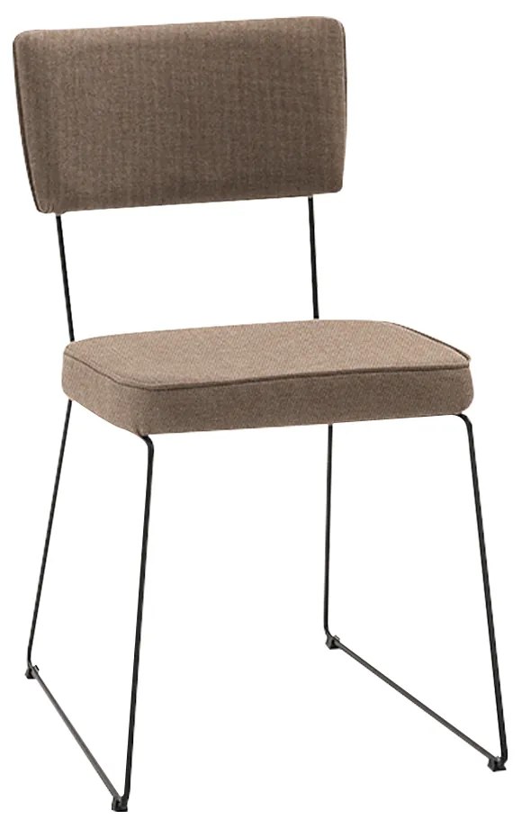 Cadeira de Jantar Decorativa Base Aço Preto Luigi Linho Bege G17 - Gran Belo