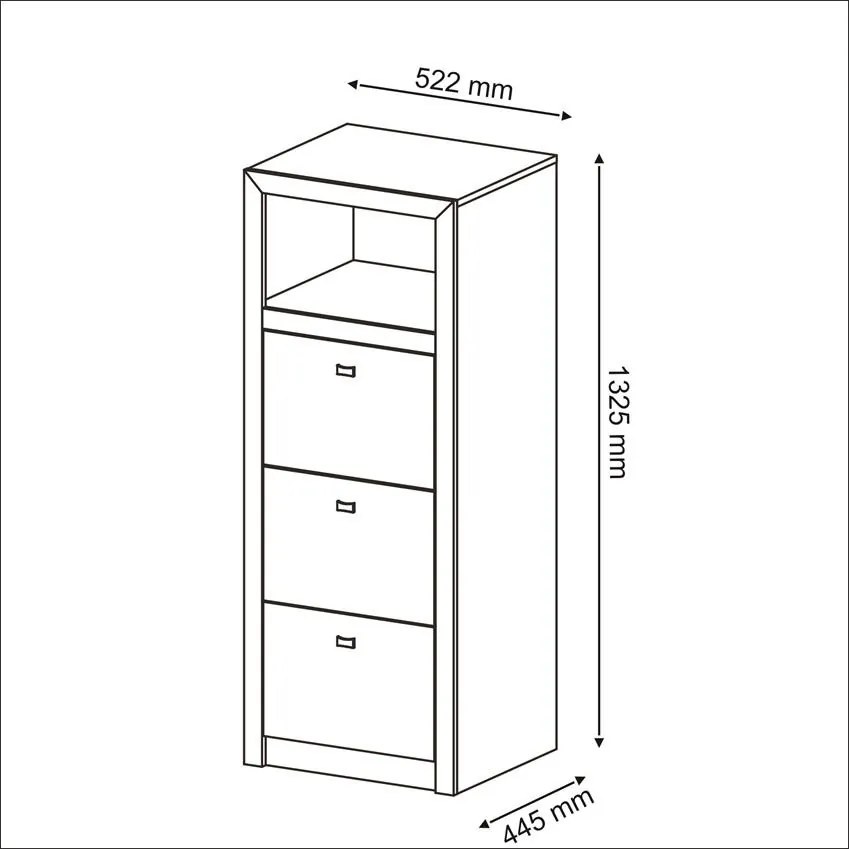 Armário Arquivo Estante de Livros Com 3 Gavetas Branco