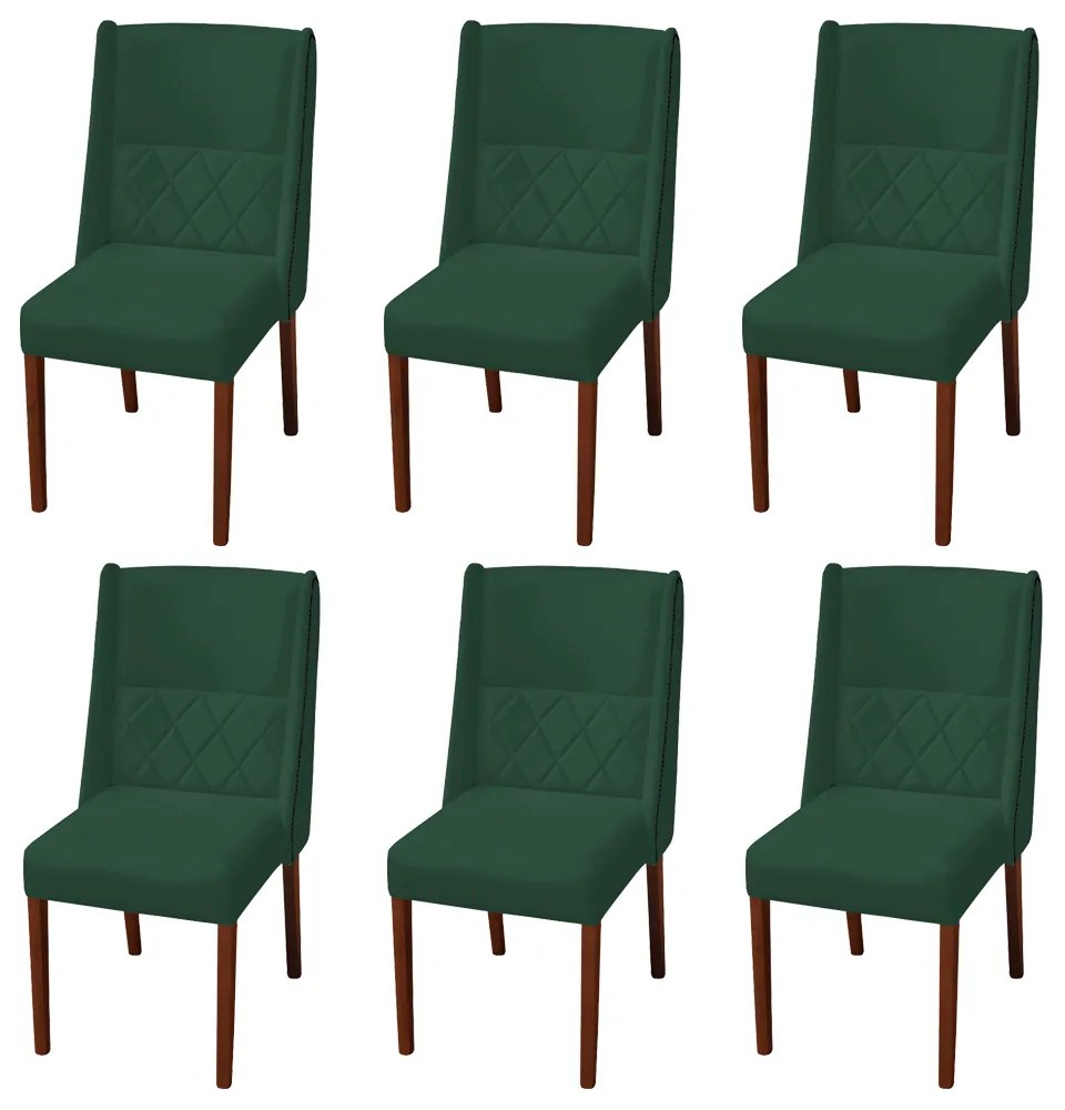 Kit 6 Cadeiras de Jantar Lecce Veludo Verde Bandeira