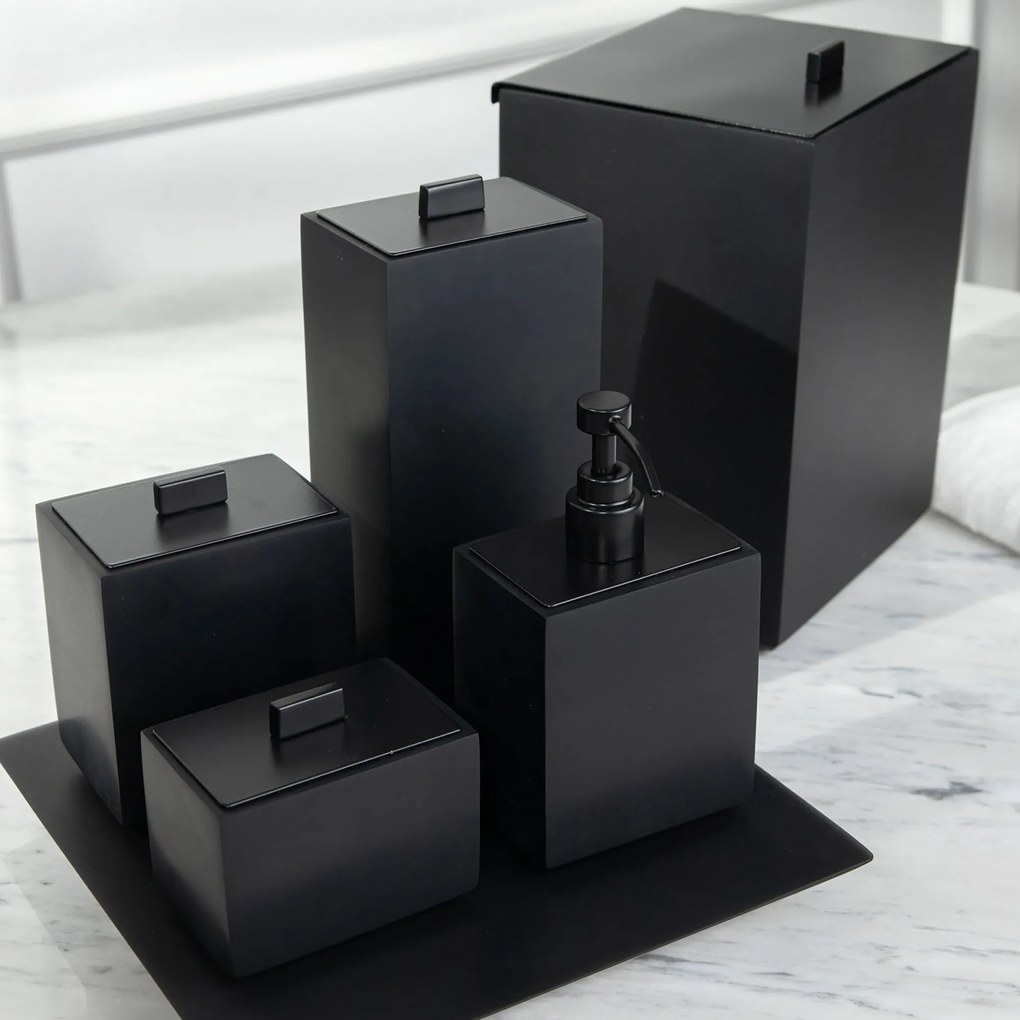 Conjunto Banheiro Retangular 6 Pçs Resina Black Matte