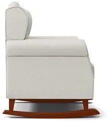 Poltrona de Amamentação Base Madeira Balanço Letícia Linho Off White -