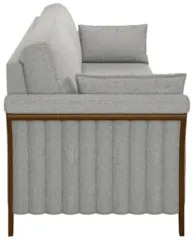 Sofá Living 3 Lugares 222cm Pés Madeira Roya Z32 Linho Cinza - Mpozena