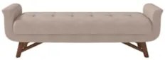 Puff Recamier Calçadeira 160cm Base Madeira Neville Z37 Linho Areia -