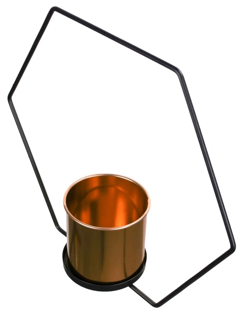 Vaso Decorativo Metal para Pendurar Rose e Preto 29x33 Cm - D'Rossi