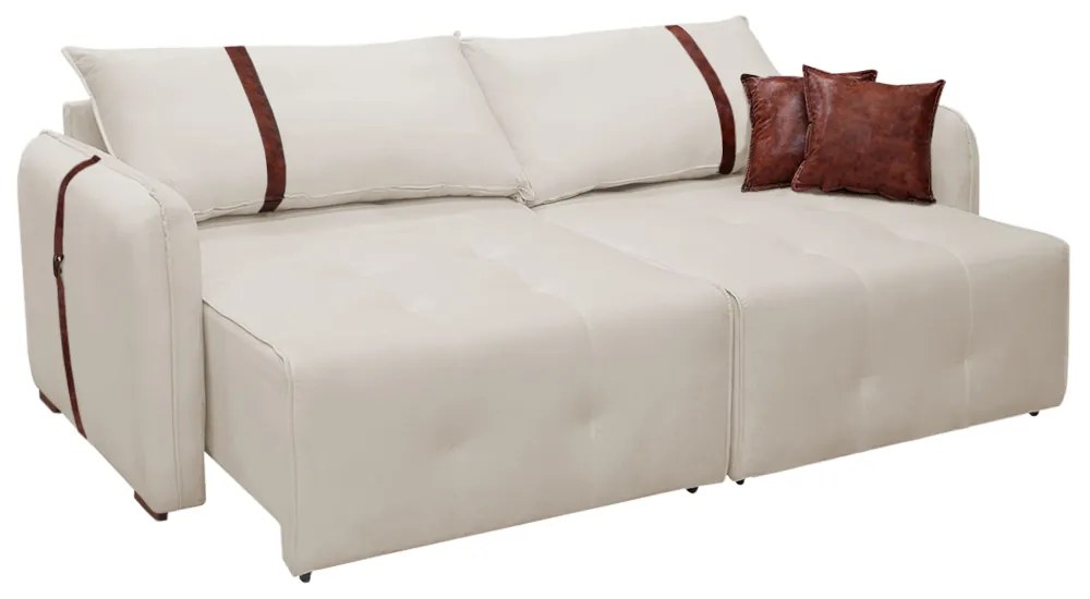 Sofá-Cama 2,30 m Retrátil e Reclinável 2 Lugares Elegance - Veludo Bege