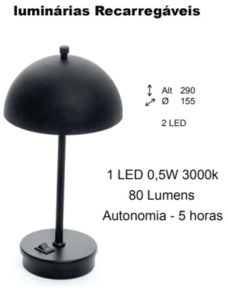 Abajur Freedon Cúpula Indireta Ø15,5X29Cm 1Xled 0,5W 3000K - Old Artis... (ROSE FOSCO, 220V)