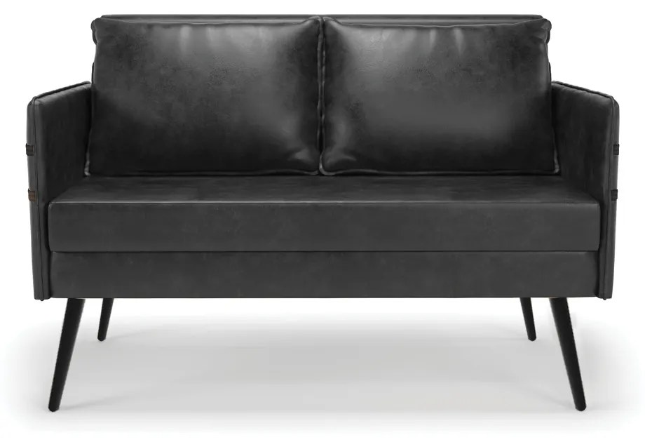 Namoradeira 02 Lugares Mari Corano Preto Pés Palito de Ferro - D'Rossi