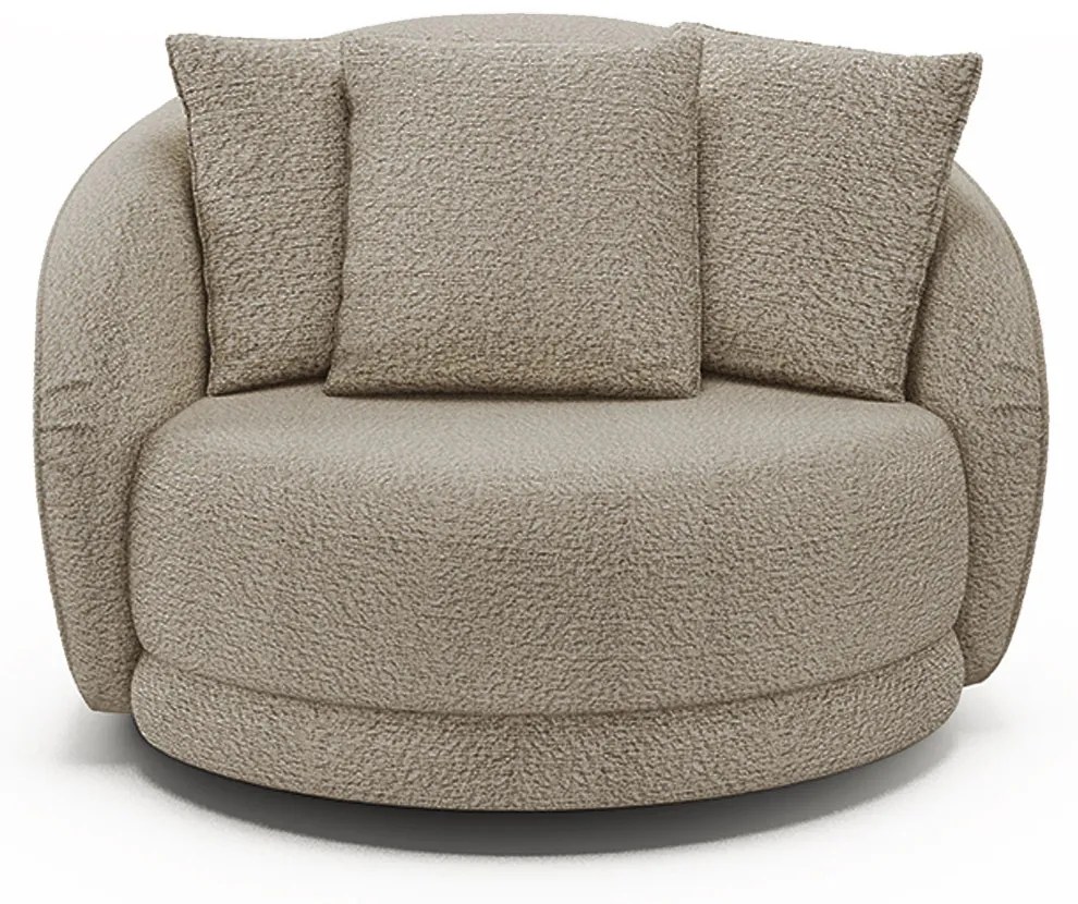 Poltrona Decorativa Base Giratória Galáxia com Almofadas Boucle Bege G45 - Gran Belo