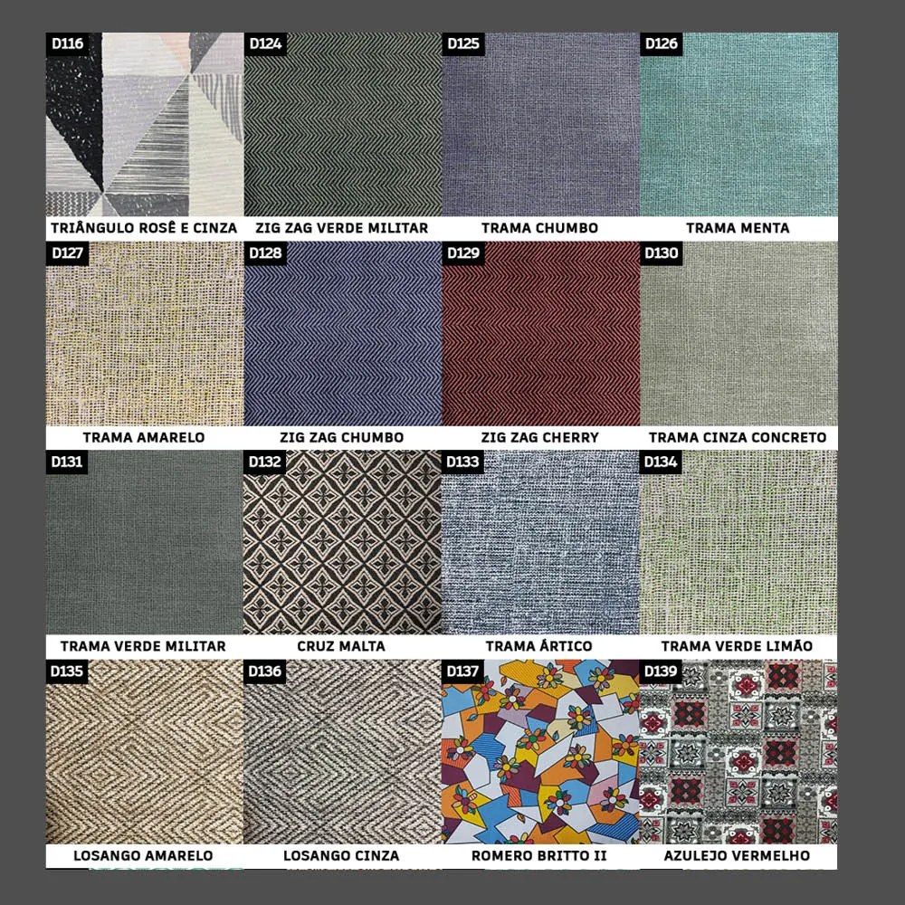 Catálogo de Tecidos e Cores para Poltronas e Puffs - D'Rossi - Fora de linha