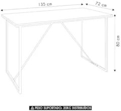 Mesa Escrivaninha Office 135cm Industrial Raven Noce Z54 - Mpozenat
