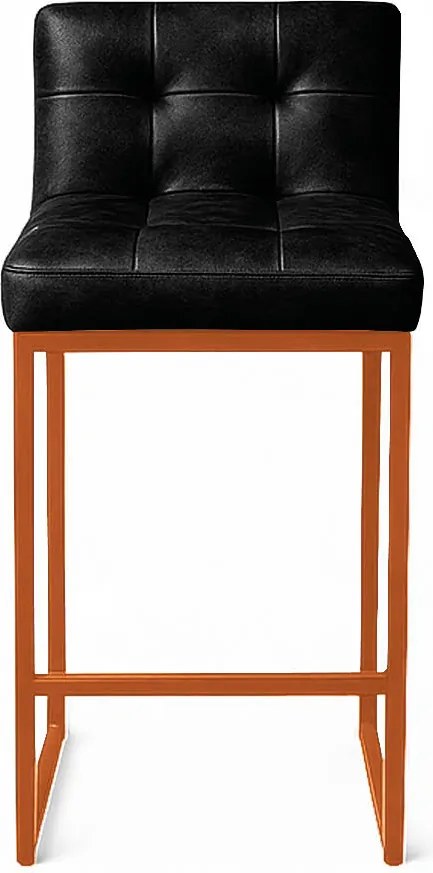 Banqueta Cozinha Alta com Encosto Industrial Bronze Lirina PU C05 - D'Rossi - Preto
